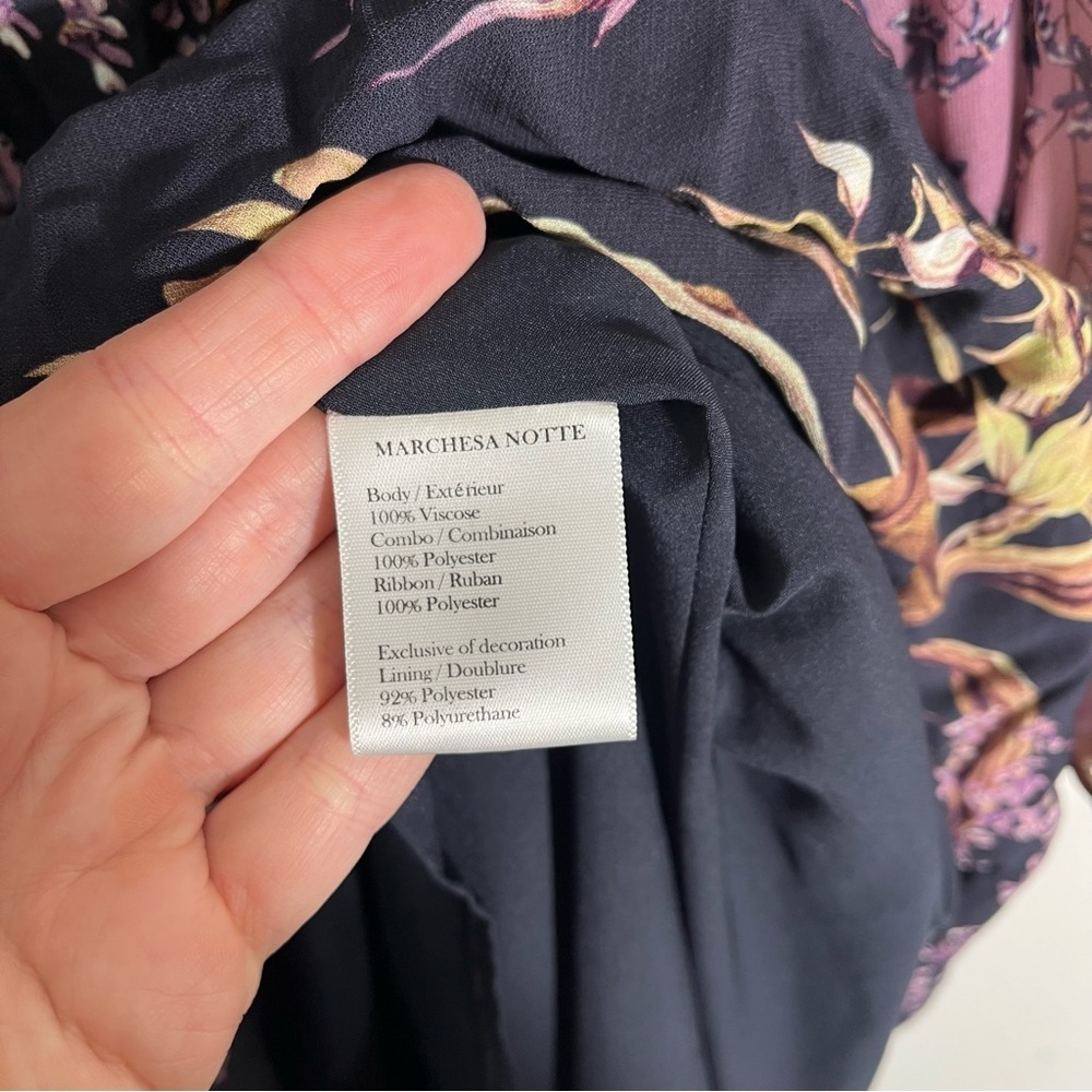 MARCHESA NOTTE Smocked Floral Mini Cocktail Dress - Picture 9 of 11
